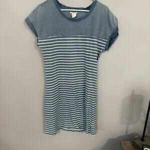 Levi's Cotton Striped Shirt Dress Women's Size Medium Red Tab Blue & White